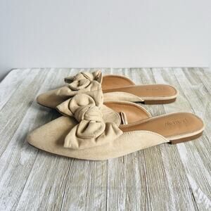 J. Crew Shoes Bow Pointy Toe Slip On Mules Faux Suede Women's 8 Career